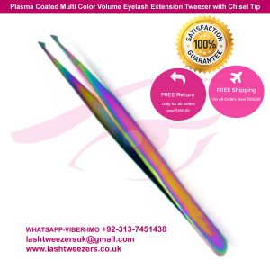 Plasma-Coated-Multi-Color-Volume-Eyelash-Extension-Tweezers-with-Chisel-Tip