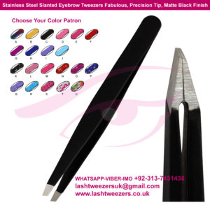 Stainless-Steel-Slanted-Eyebrow-Tweezers-Fabulous-Precision-Tip-Matte-Black-Finish