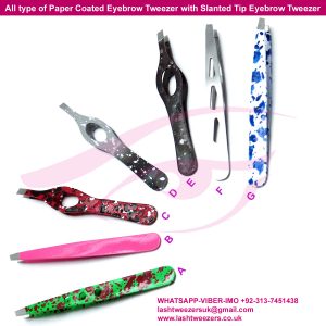 All type of Paper Coated Eyebrow Tweezer with Slanted Tip Eyebrow Tweezer
