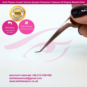 Gold Plasma Coated Volume Eyelash Extension Tweezers 65 Degree