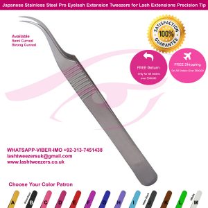 Japanese Stainless Steel Pro Eyelash Extension Tweezers for Lash Extensions Precision Tip