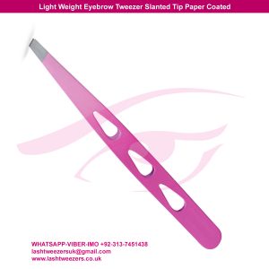 Light Weight Eyebrow Tweezer Slanted Tip Paper Coated
