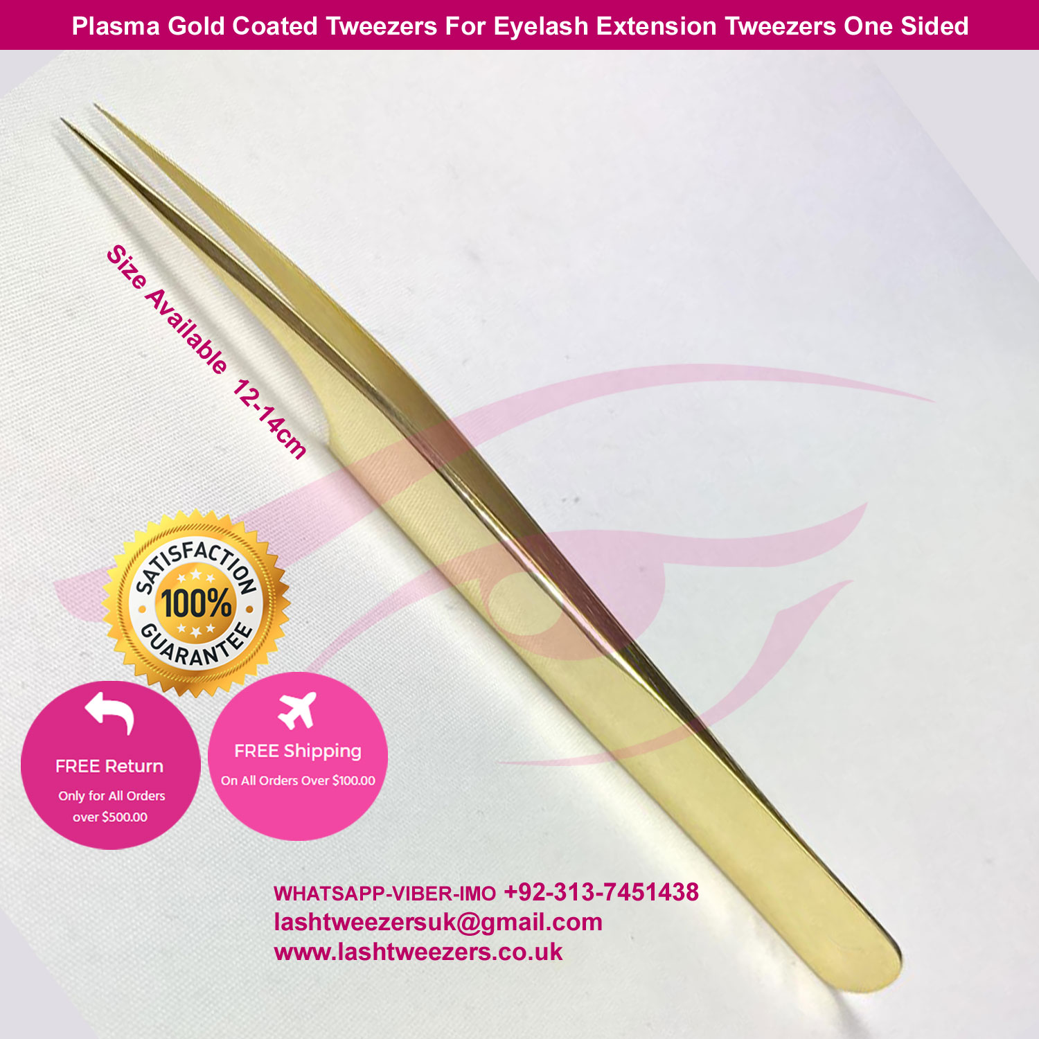 Plasma Gold Coated Tweezers For Eyelash Extension Tweezers One Sided Plasma Gold Coated Tweezers For Eyelash Extension Tweezers One Sided