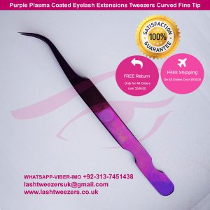 Purple-Plasma-Coated-Eyelash-Extensions-Tweezers-Curved-Fine-Tip