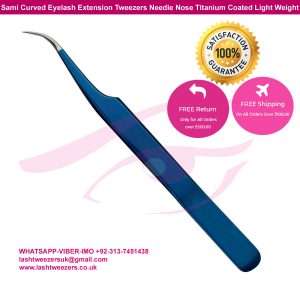 Sami Curved Eyelash Extension Tweezers Needle Nose Titanium Coated Light Weight