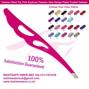 Tweezer Slant Tip, Pink Eyebrow Tweezer, New Design Paper Coated Tweezer