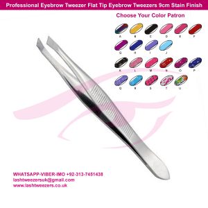 tweezer for eyebrows depilatory tip Tweezer carbon steel Tweezer inclined 9 cm color silver