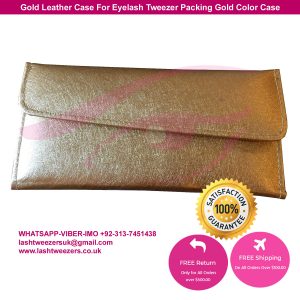 Gold Leather Case For Eyelash Tweezer Packing Gold Color Case