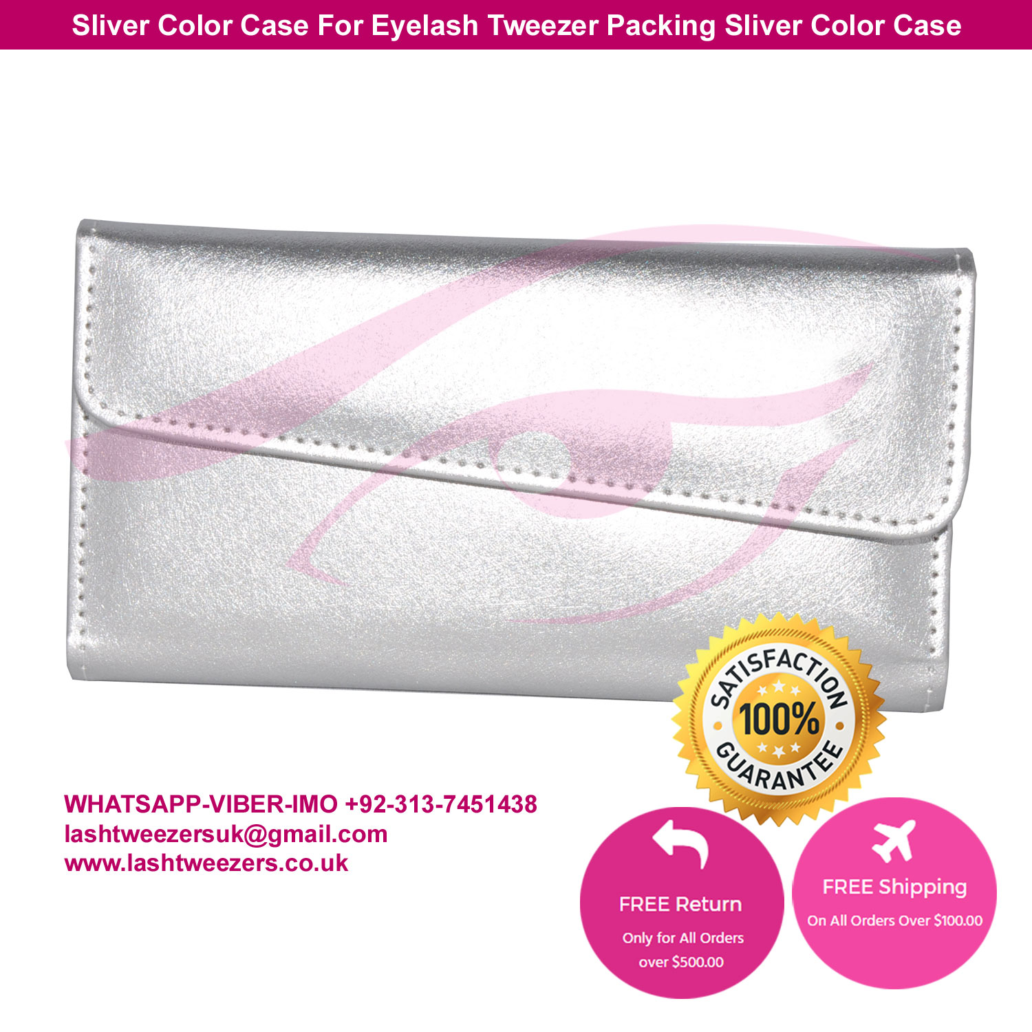 Sliver Color Case For Eyelash Tweezer Packing Sliver Color Case