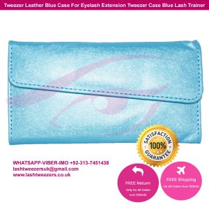 Tweezer Leather Blue Case For Eyelash Extension Tweezer Case Blue Lash Trainer