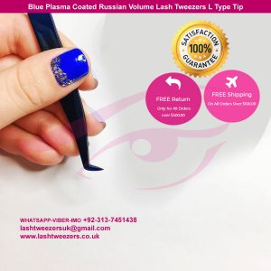 New-Best-Design-Blue-Plasma-Coated-Russian-Volume-Lash-Tweezer-L-Type-Tip