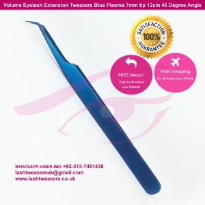 Volume-Eyelash-Extension-Tweezers-Blue-Plasma-7mm-tip-12cm-45-Degree-Angle