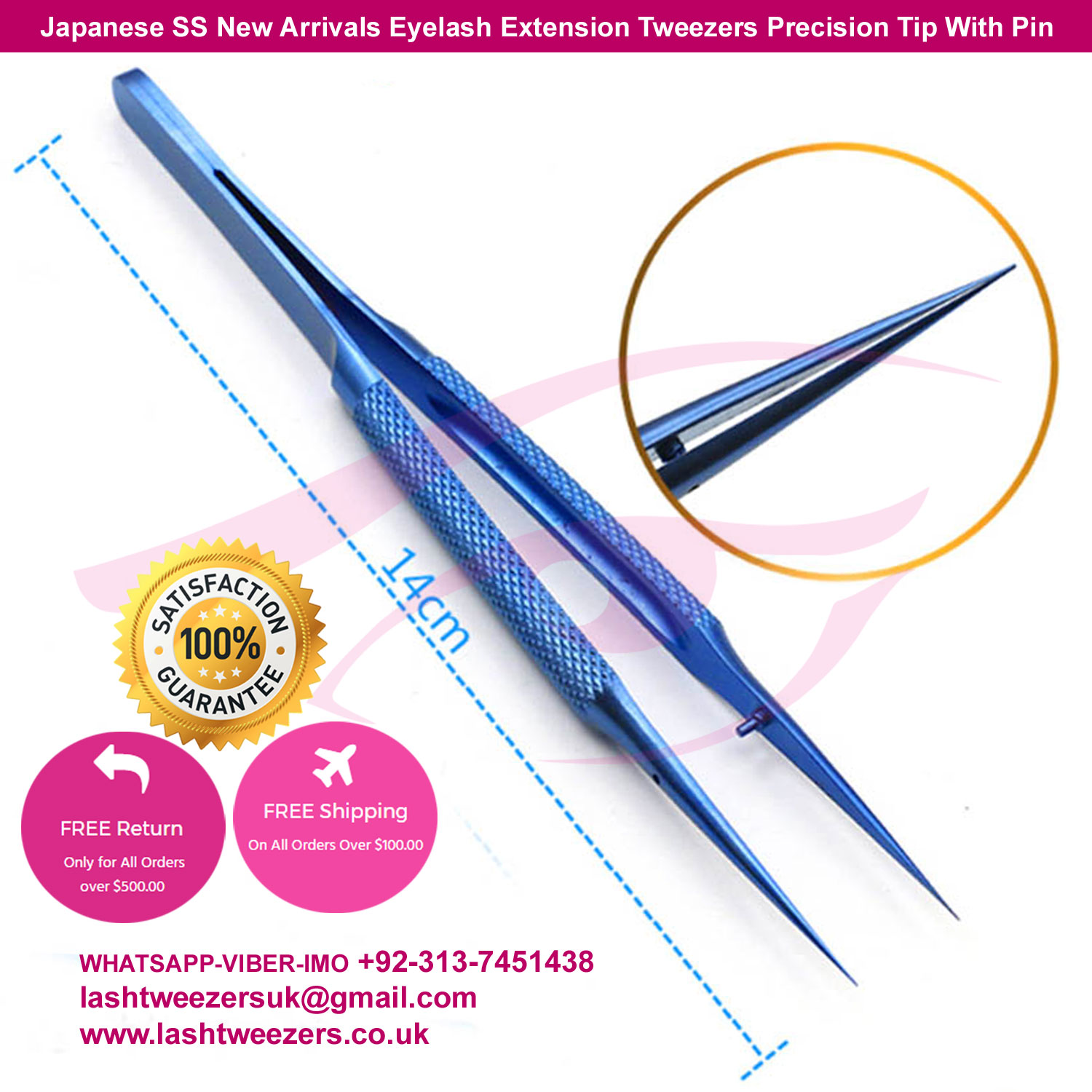 Japanese SS New Arrivals Eyelash Extension Tweezers Precision Tip With Pin Japanese SS New Arrivals Eyelash Extension Tweezers Precision Tip With Pin