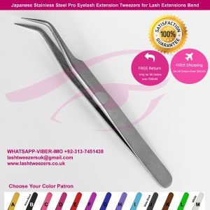 Japanese Stainless Steel Pro Eyelash Extension Tweezers for Lash Extensions Bend