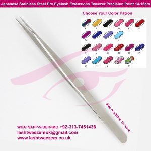 Japanese Stainless Steel Pro Eyelash Extensions Tweezer Precision Point 14-16cm
