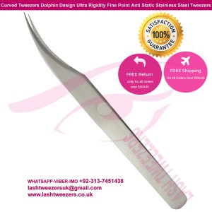 Curved Tweezers Dolphin Design Ultra Rigidity Fine Point Anti-Static Stainless Steel Tweezers Makeu