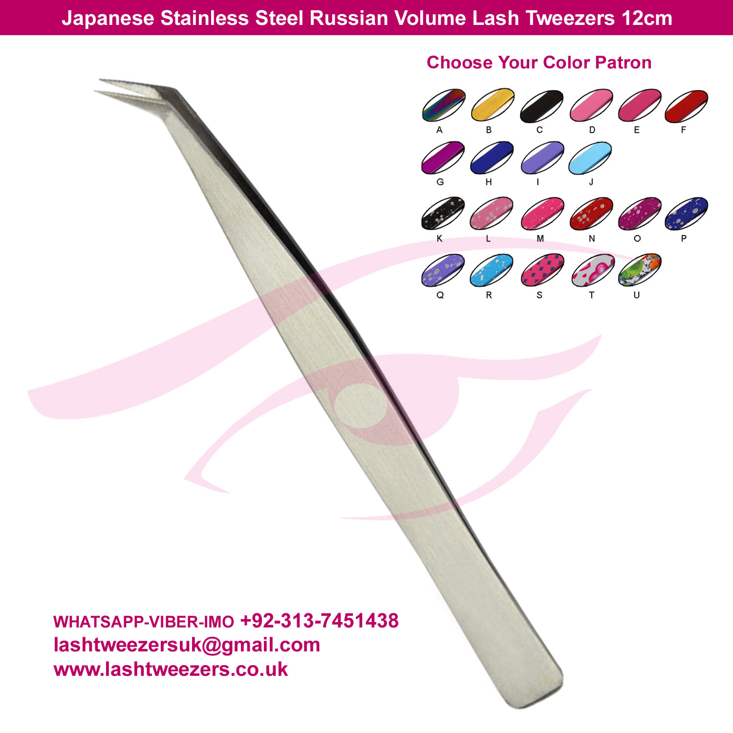 Japanese Stainless Steel Russian Volume Lash Tweezers 12cm Japanese Stainless Steel Russian Volume Lash Tweezers 12cm